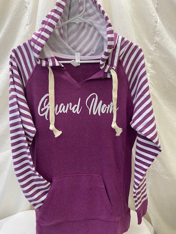 Guard Mom Hyacinth/White Stripe Sleeve Hoodie