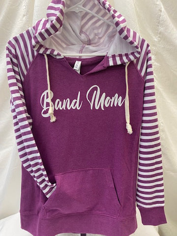 Band Mom Hyacinth & White Stripe Sleeve Hoodie